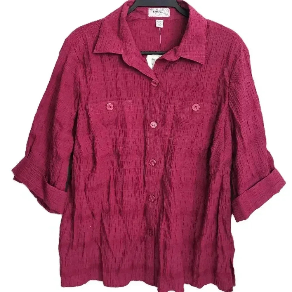 Dress barn Pink Button Down Top 2X NWT‎